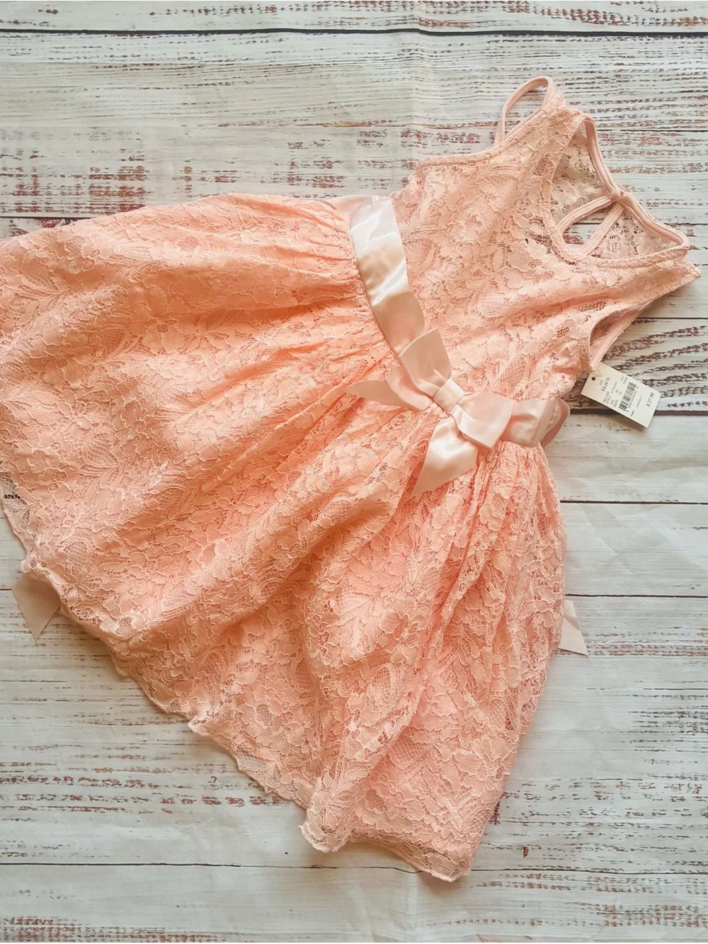 Zenzi Pink Lace Girls' Party Dress with Satin Bow Size XS 4/5